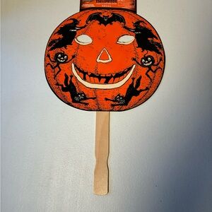 Vintage Beistle Halloween Pumpkin Mask w/Witches,Cats,Bats,Pumpkin Figures.